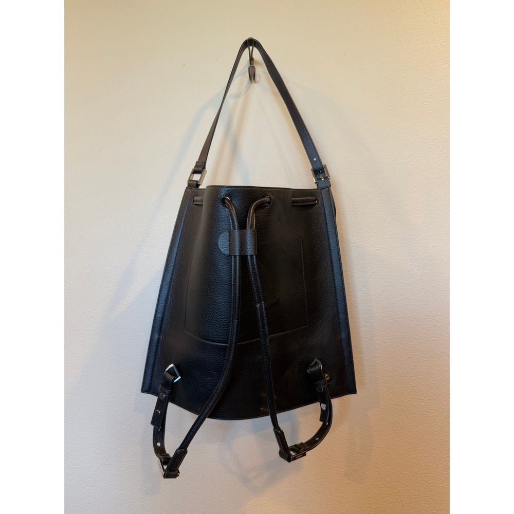 ALL SAINTS Leather Convertible Shoulder Bag Drawstring Bucket Purse